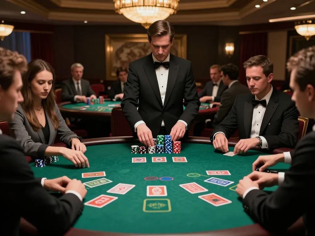 Players experiencing strategic decisions at tg88 blackjack table in a luxury casino ambiance.