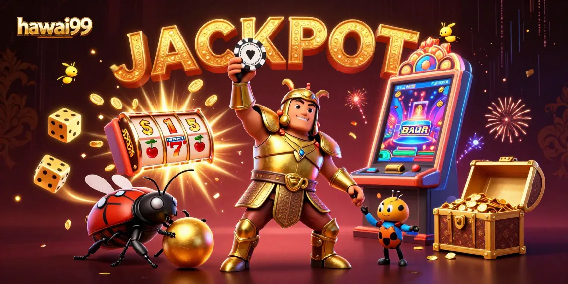 Spin and win with hawaii99 in a colorful casino adventure filled with characters and slot machines.