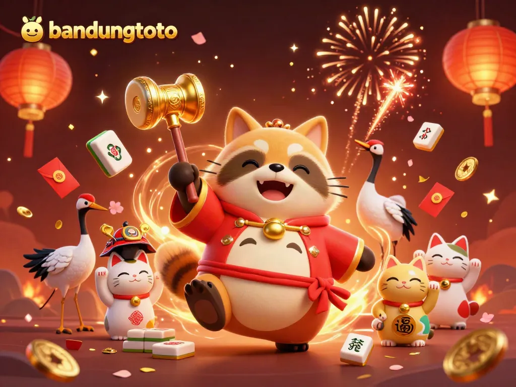 Engage with the vibrant world of bandungtoto, showcasing festive characters and gambling elements in celebration.