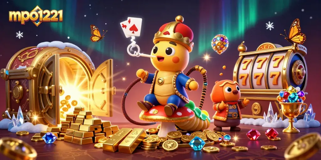Penggemar mpo1221 menikmati permainan slot dengan kemewahan berkilau dan karakter unik.