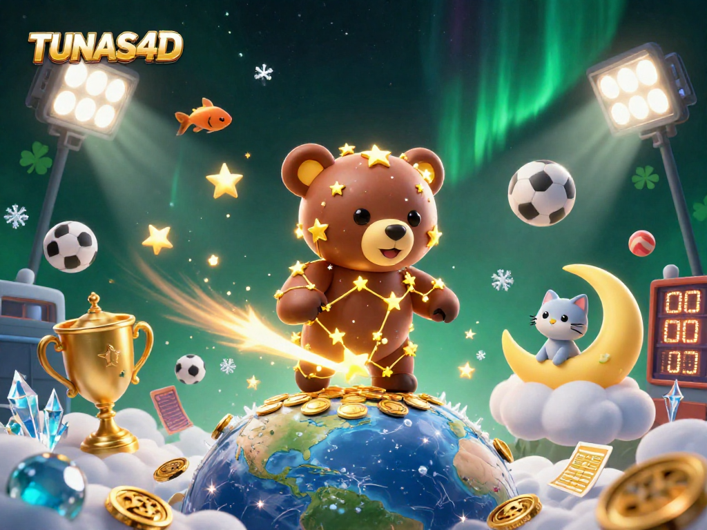 Engage with TUNAS4D through a captivating 3D illustration of exciting slots and gaming elements.