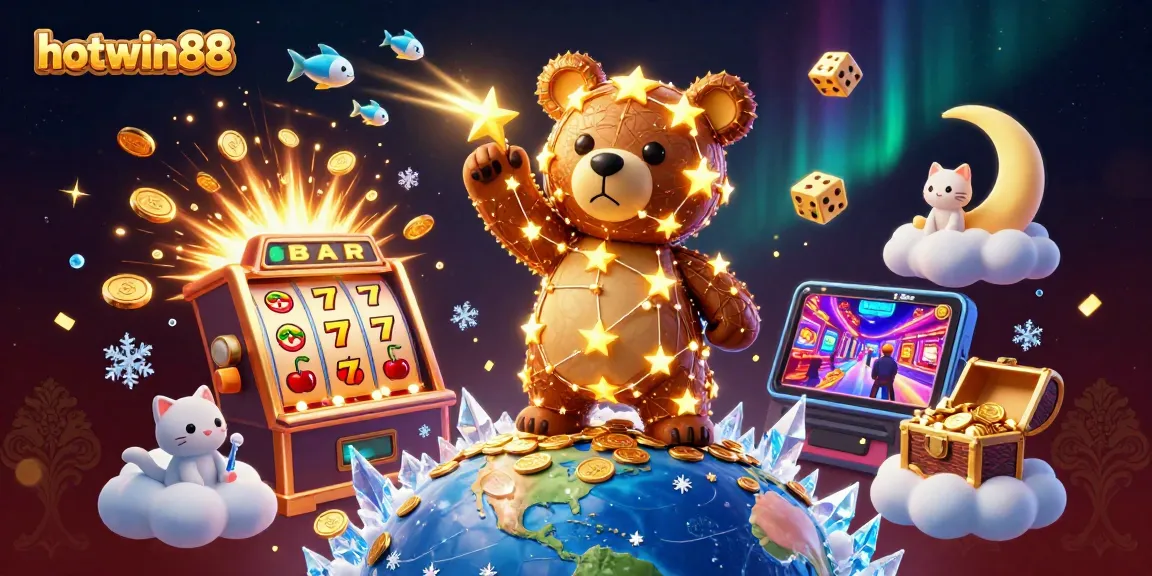 Menangkan jackpot di hotwin88 dengan ilustrasi kasino yang penuh barang berkilau dan keseruan.