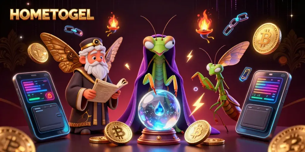 Play at HOMETOGEL with vibrant 3D characters and glowing elements showcasing online gambling excitement.