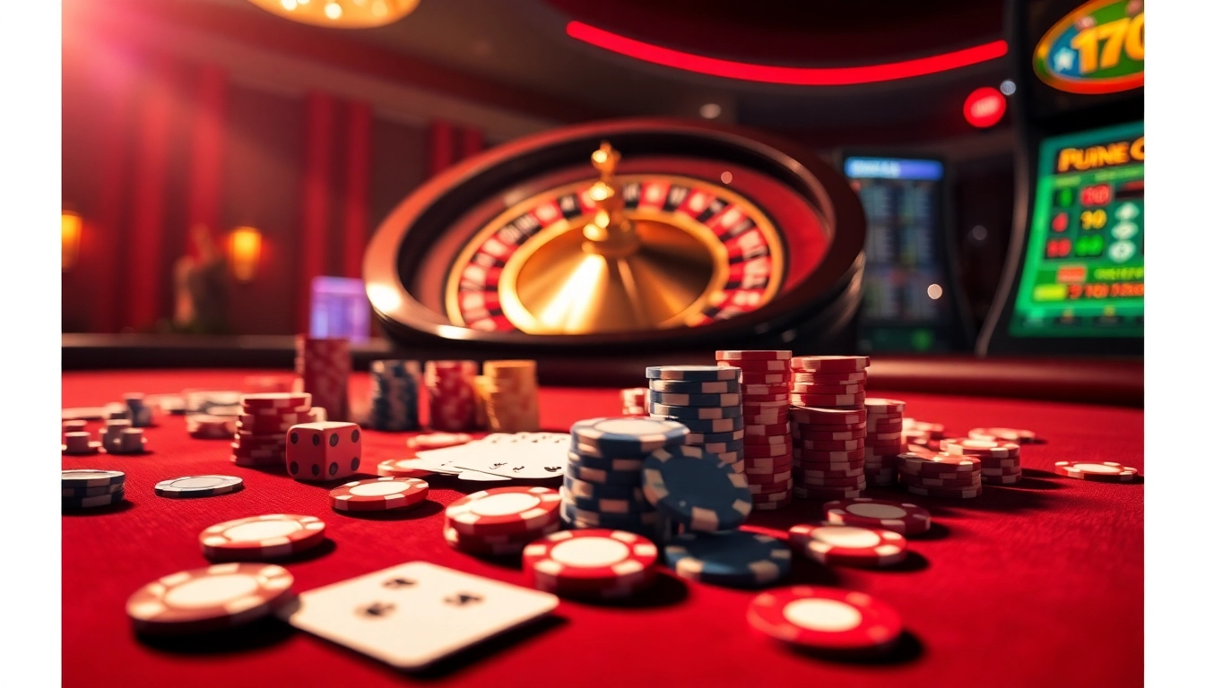 Experience the thrill of NA777 gambling at a luxurious casino table with poker chips and cards.