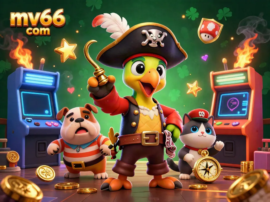 Experience thrilling gaming action with mv66 com's vibrant cartoon casino scene showcasing colorful game elements and adventurous characters.
