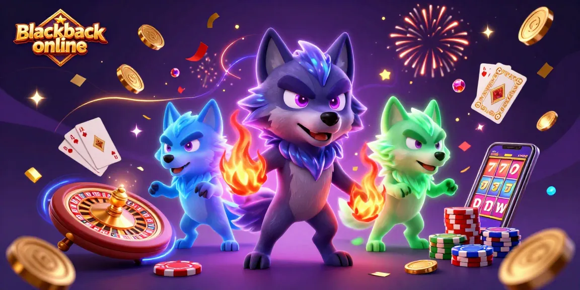 Experience the thrilling action of blackjack online with vibrant characters and casino elements.