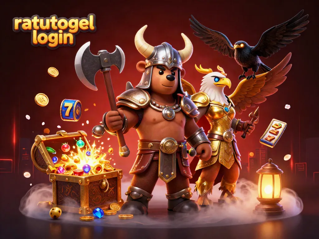 Boost your luck with ratutogel login in this rich 3D casino illustration packed with exciting game elements.