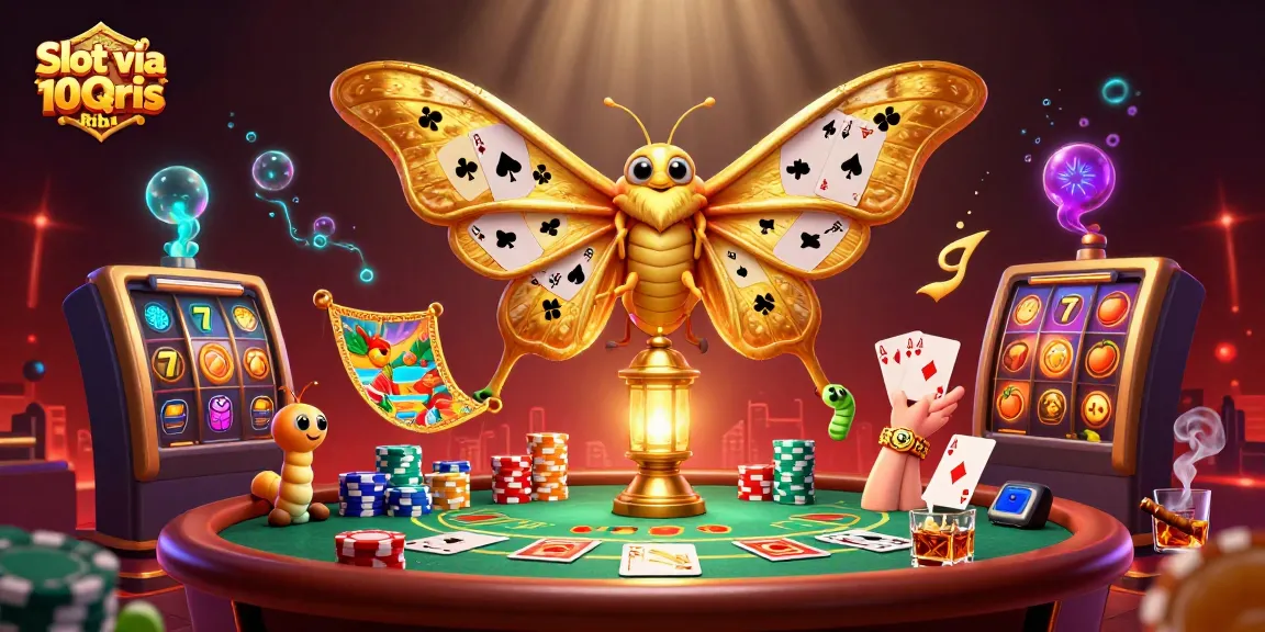 Spin and win with Slot via Qris 10 Ribu featuring vibrant casino scenes and dynamic gaming elements.