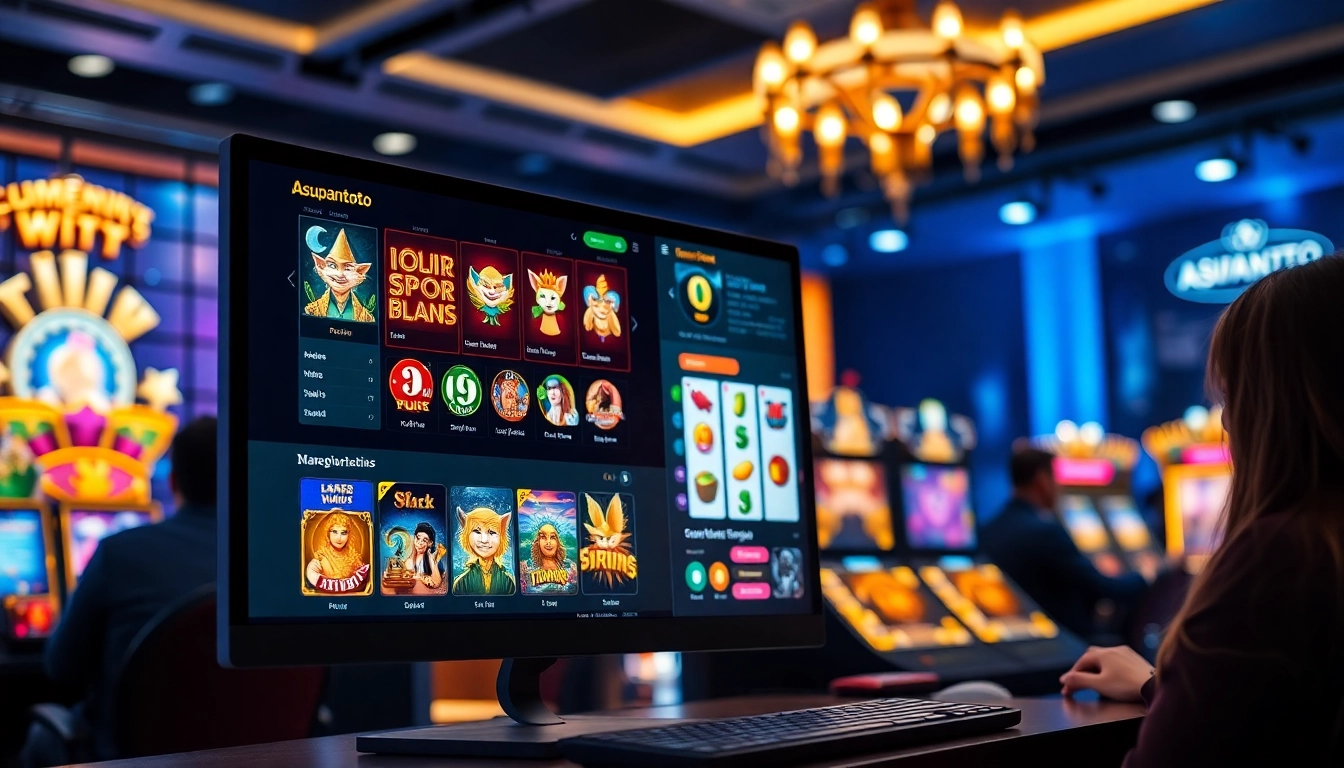 asupantoto online gaming interface showcasing vibrant slot games and lottery excitement