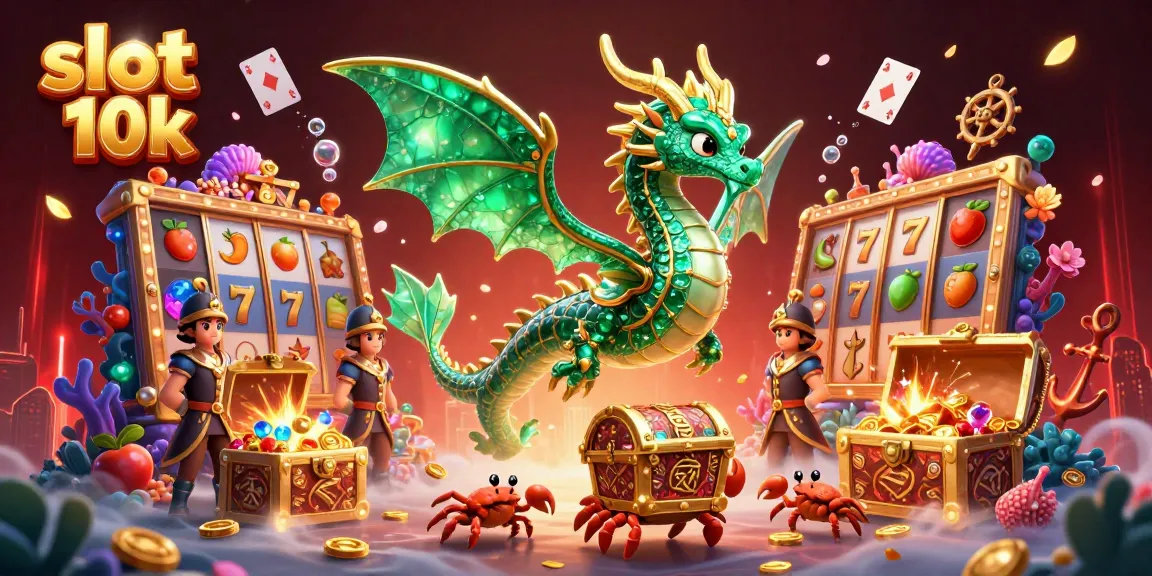 Experience thrilling wins with slot 10k as a magical sea dragon and treasure await in this vibrant scene.