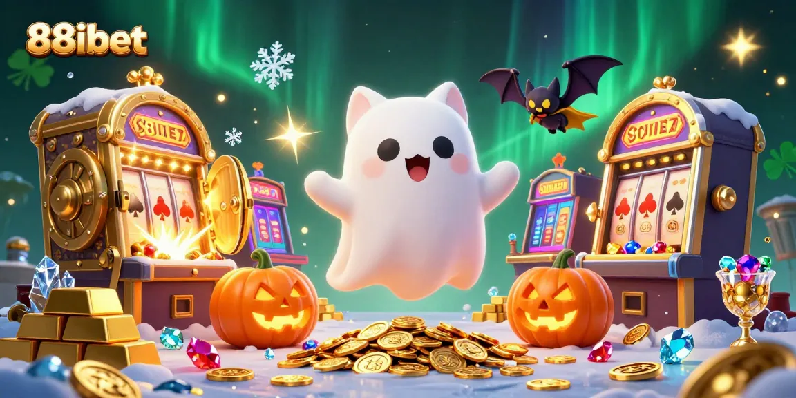 Experience thrilling wins at 88ibet with a spirited ghost cat in a lively casino ambiance.