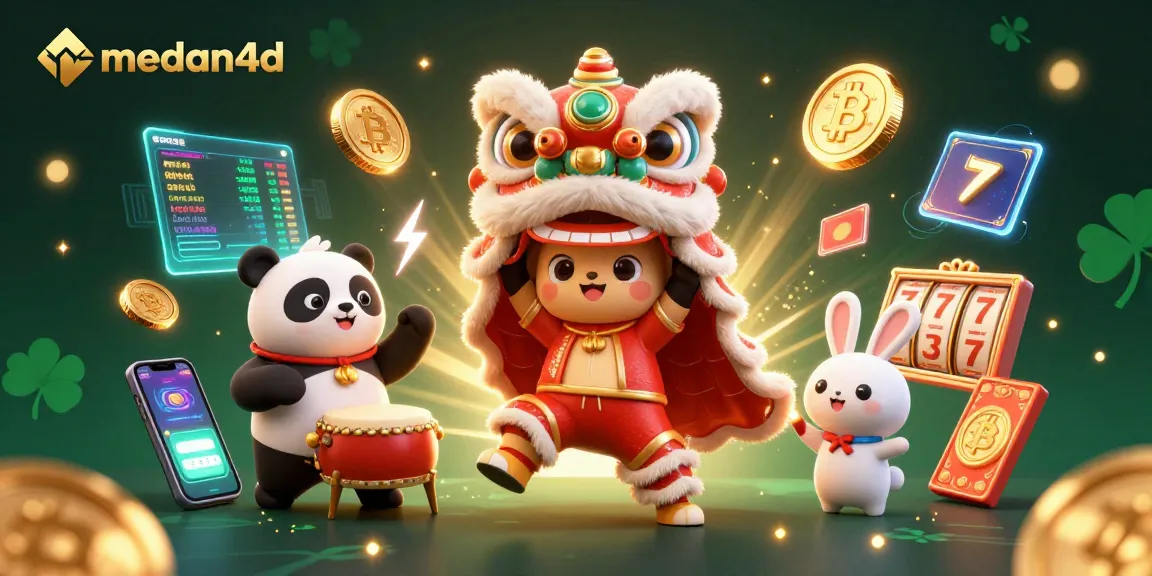 Menangkan permainan di medan4d dengan karakter menarik dan elemen kasino seperti slot dan koin digital.