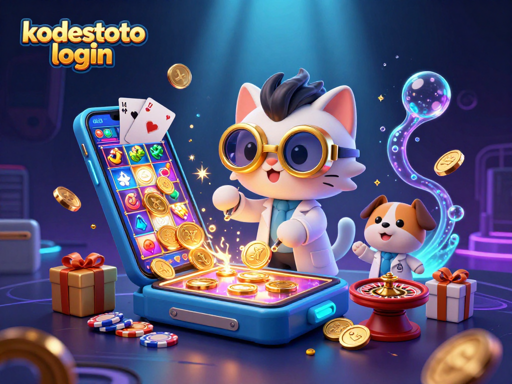 Engage with kodestoto login through vibrant slots and game features in this visually rich scene.