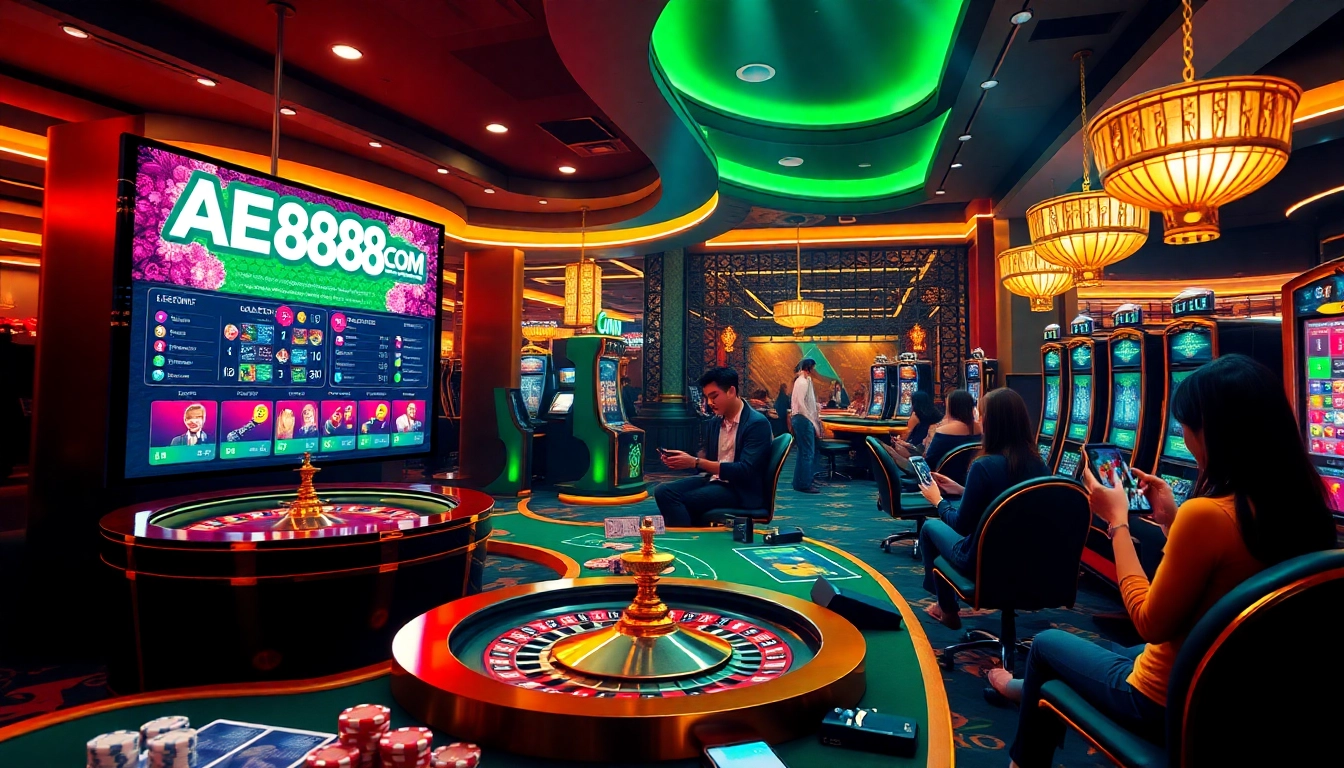 Experience thrilling online gambling at AE888 COM with vibrant casino elements.