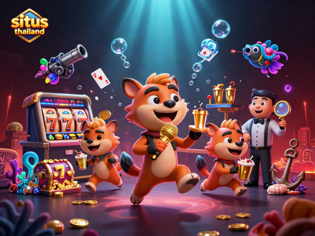 Engage in exciting gameplay at situs thailand featuring lively hyenas in a vibrant casino setting.