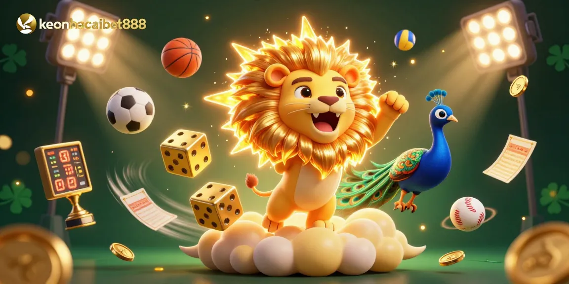 Engage in betting fun with keonhacaibet888 through thrilling sports dynamics in an epic 3D illustration.