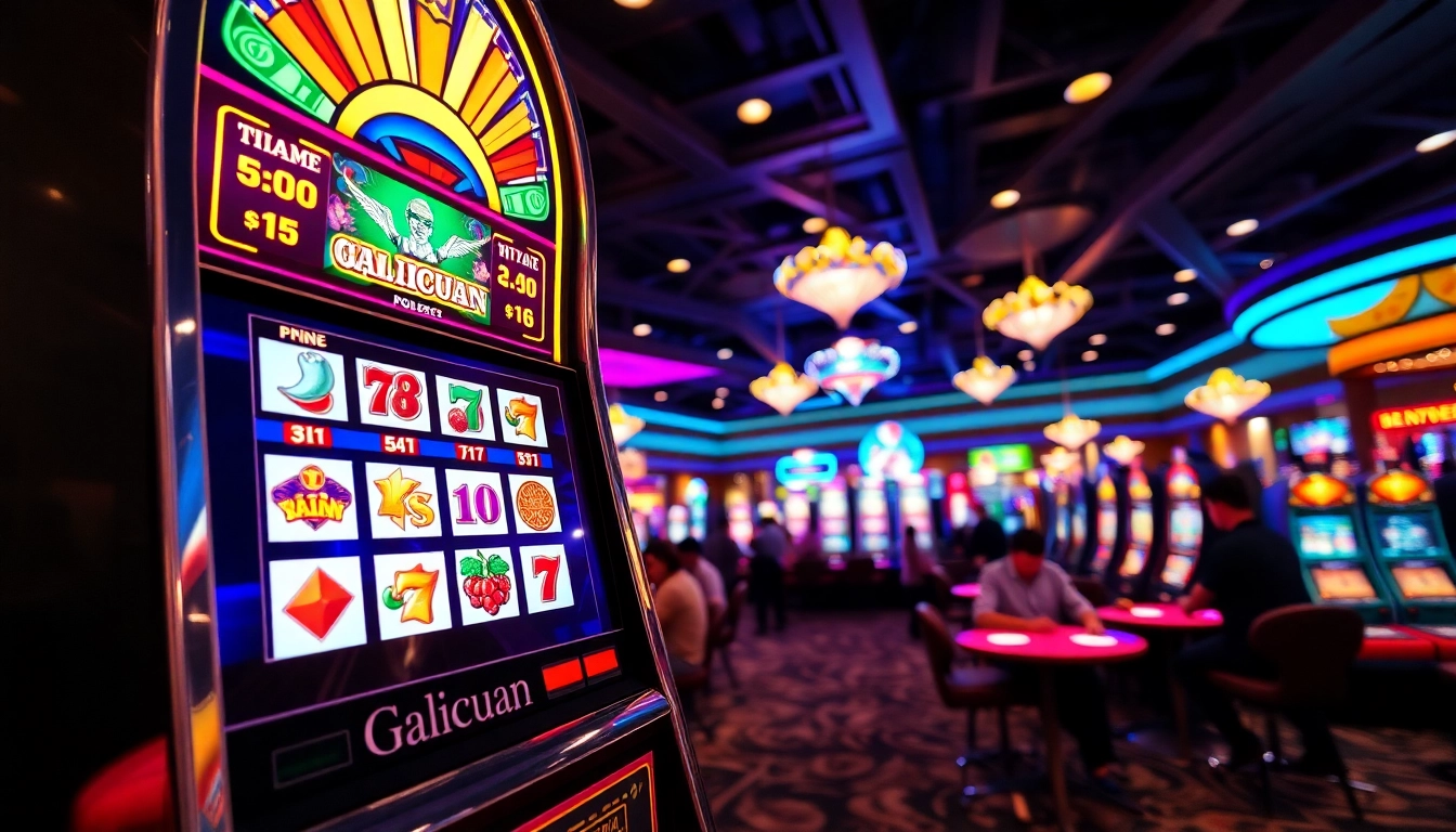 Galicuan slot machine menghadirkan suasana kasino yang menarik dan penuh warna.