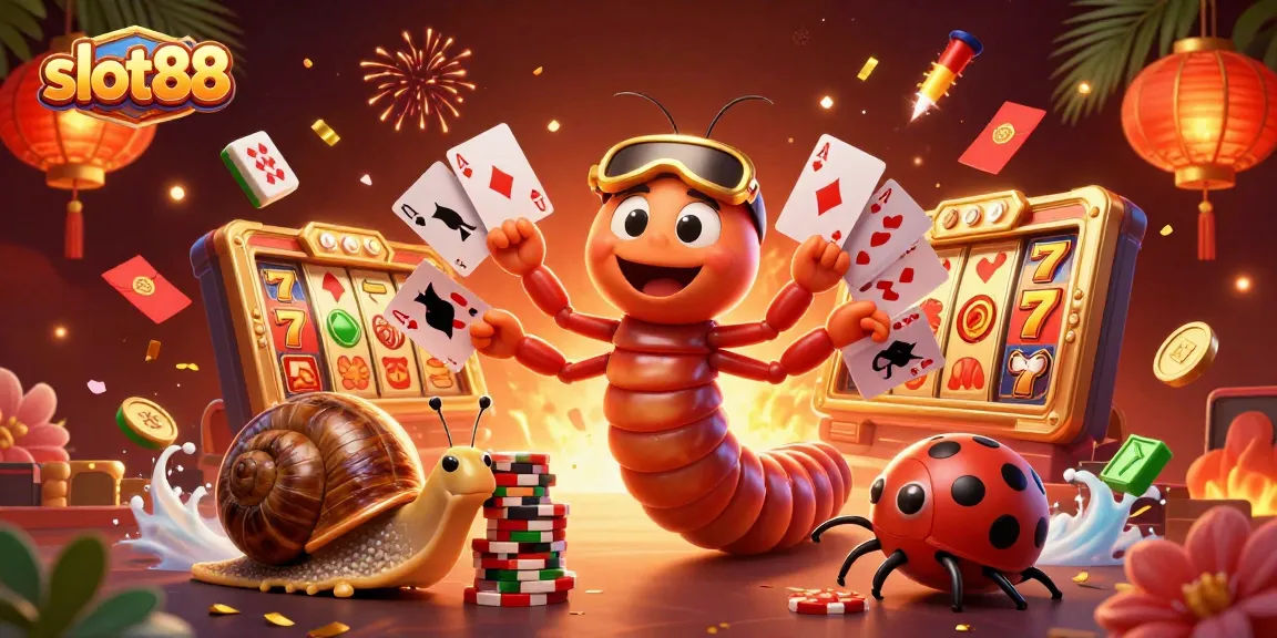 Engage with slot88's vibrant casino scene featuring card games, celebratory elements, and rich visual details.