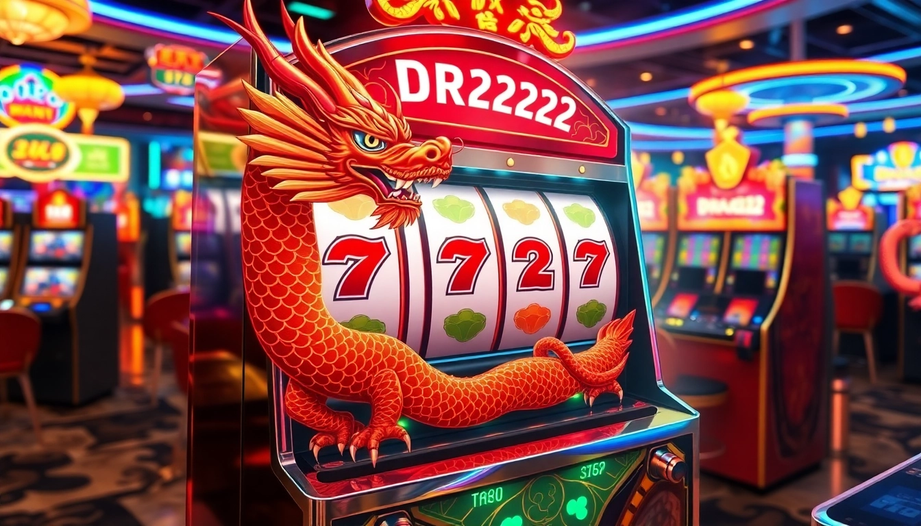Putaran DRAGON2222 yang penuh warna dan desain naga di mesin slot terbaru.