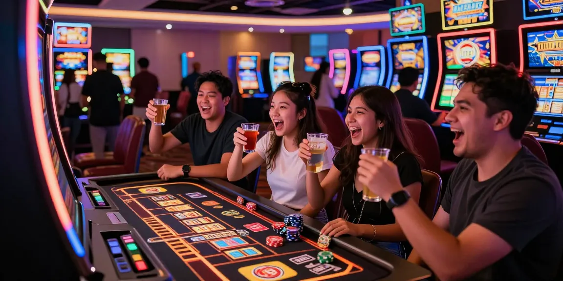 Friends enjoying a game of slot gacor in a lively casino atmosphere.